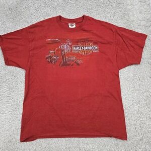 Harley-Davidson Men’s T-Shirt Motorcycle Graphic Red Size‎ XL Biker Casual